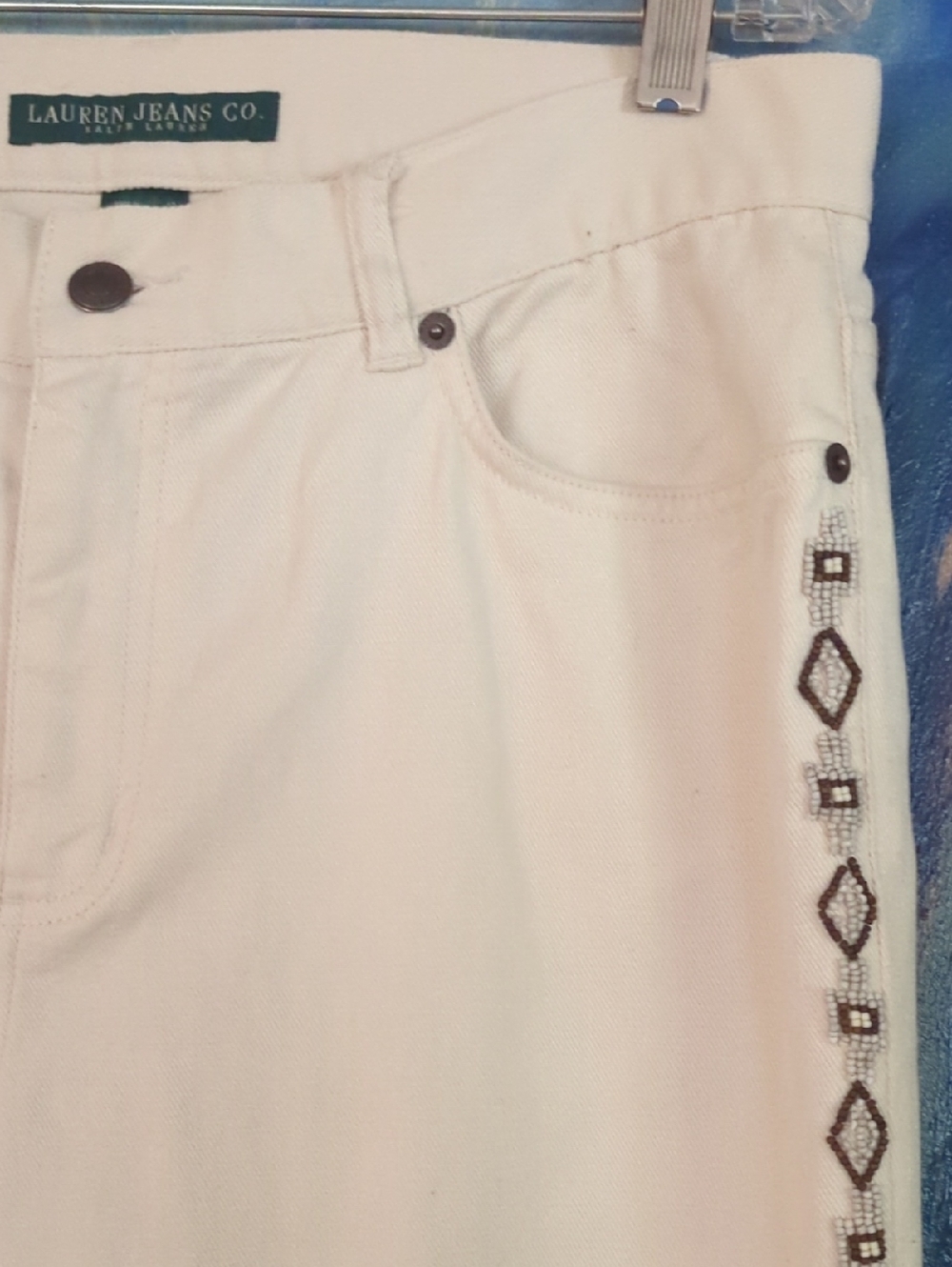 Lauren Jeans Co Ralph Lauren- Women’s Denim With Beaded Design Size 10 - Picture 3 of 16
